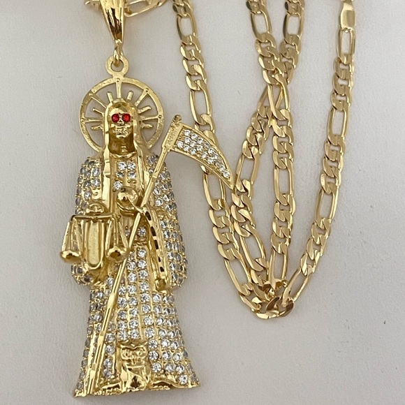 18k Gold Filled CZ Grim Reaper/Santa Muerte